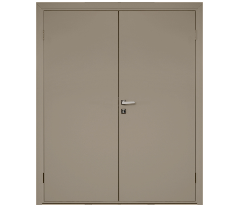 Влагостойкая дверь ПВХ EtaDoor глухая цвет мокко двухстворчатая с ПВХ кромкой