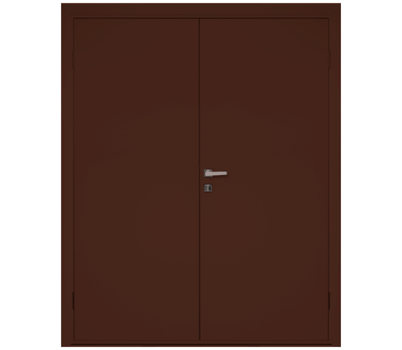 Влагостойкая дверь ПВХ EtaDoor глухая коричневая двухстворчатая с ПВХ кромкой
