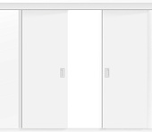 Межкомнатная двустворчатая дверь купе ПВХ глухая белая
