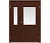 Влагостойкая дверь ПВХ EtaDoor с окном коричневая полуторастворчатая с алюминиевой кромкой