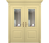 Двухстворчатая дверь Палермо ДГ2 с зеркалом ванильная