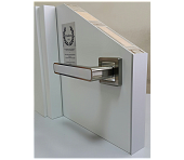 Влагостойкая дверь ПВХ EtaDoor с окном белая маятниковая одностворчатая с ПВХ кромкой